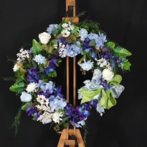 Floral Everyday Wreath Featuring Blues, Purples and Whites