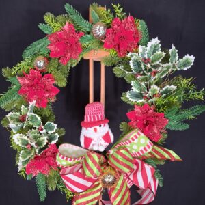 Green & Red Christmas Wreath – hand-made artificial wreath by Shamitay