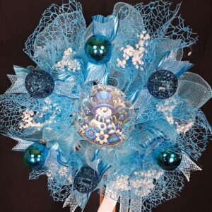 Icy Blue Christmas Wreath – hand-made artificial wreath by Shamitay