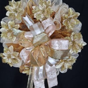 Gold & Champagne Christmas Wreath – hand-made artificial wreath by Shamitay