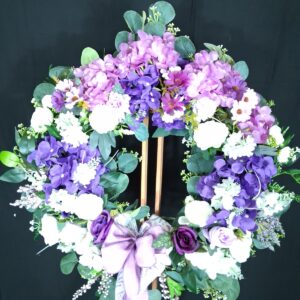 Lilac & White Floral Wreath – hand-made artificial wreath by Shamitay