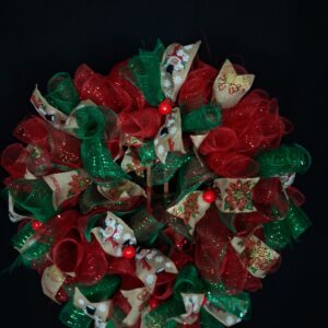 Traditional Red & Green Christmas Wreath – hand-made artificial wreath by Shamitay