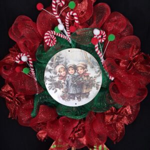 Deep Red Vintage Christmas Wreath – hand-made artificial wreath by Shamitay